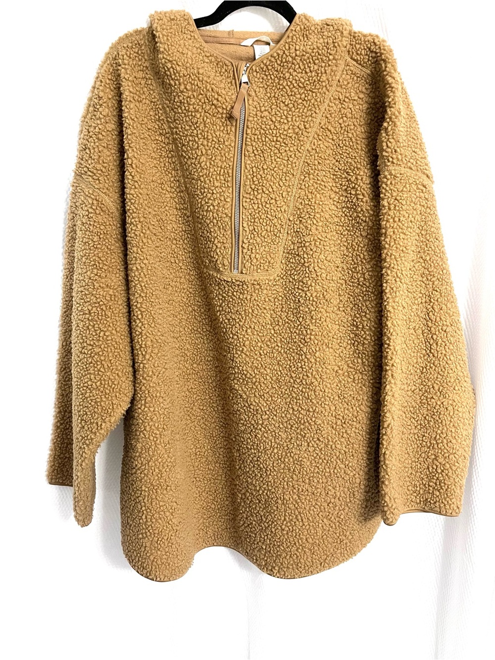 H&M Camel Teddy Sherpa Half-Zip Jacket